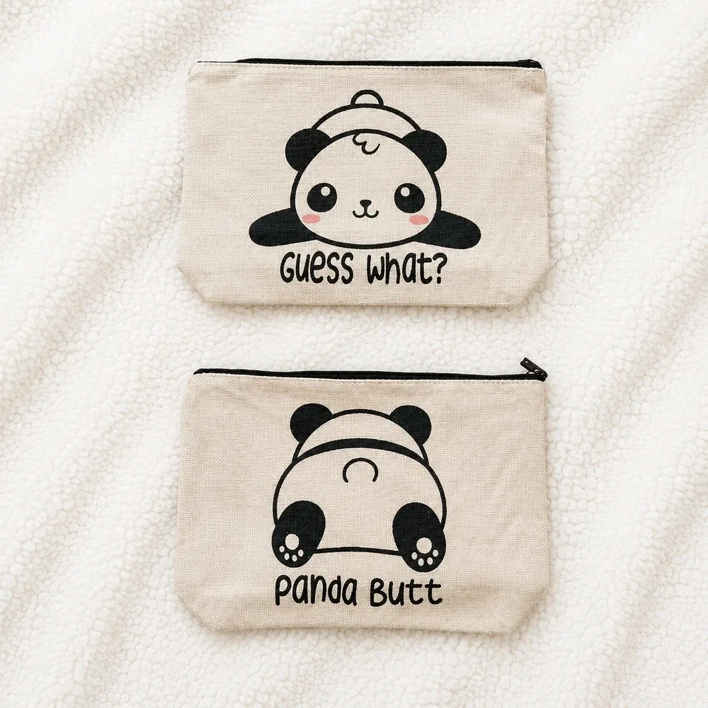 Panda Butt Cosmetic Makeup Bag Funny Panda Zipper Pouch Cute Kawaii Travel